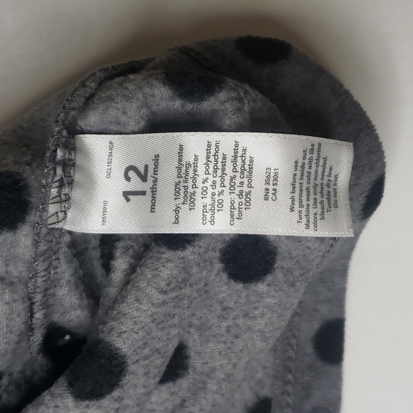 5/$30 CARTER'S Fleece Polka Dot Hooded Peplum Jacket - Picture 6 of 6